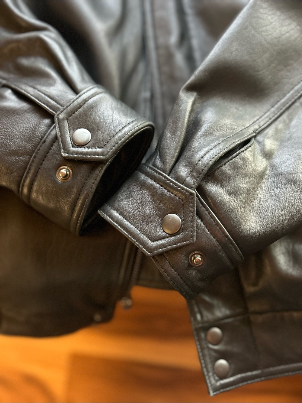 Men’s croft & barrow Black Leather Jacket (L) - Picture 5 of 7